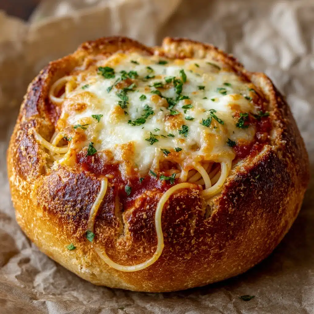 Spaghetti Garlic Bread Bowls Recipe - Recipe Image