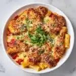 Chicken Parmesan Casserole Baked with Penne Pasta Recipe