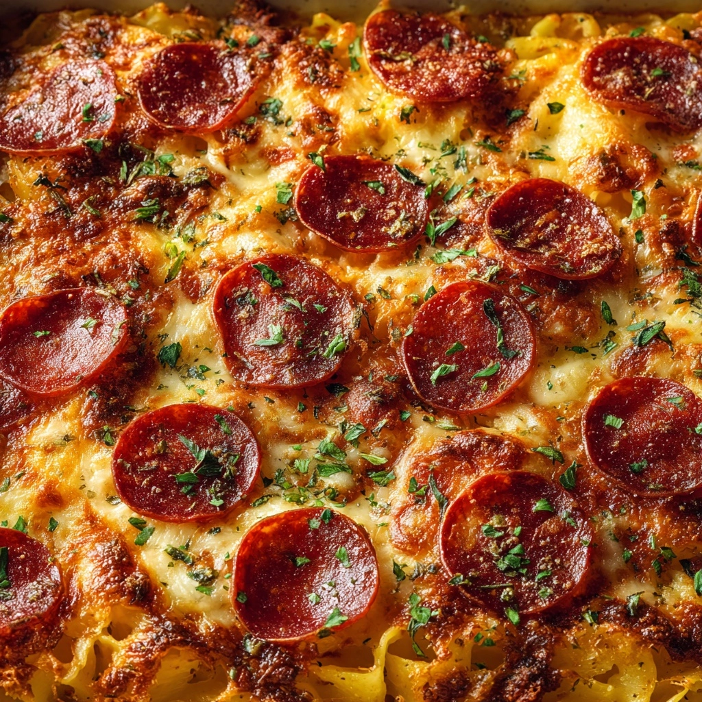 Cheese Tortellini Pepperoni Pizza Casserole Recipe - Recipe Image