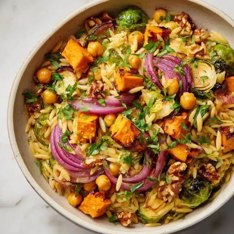 Vegan Roasted Veggie Orzo Salad Recipe