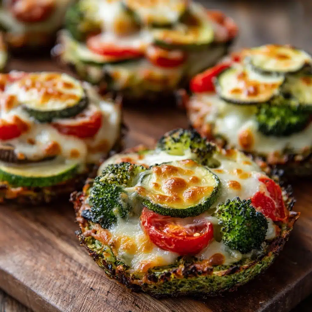 Mini Veggie Pizzas with Broccoli Crust Recipe