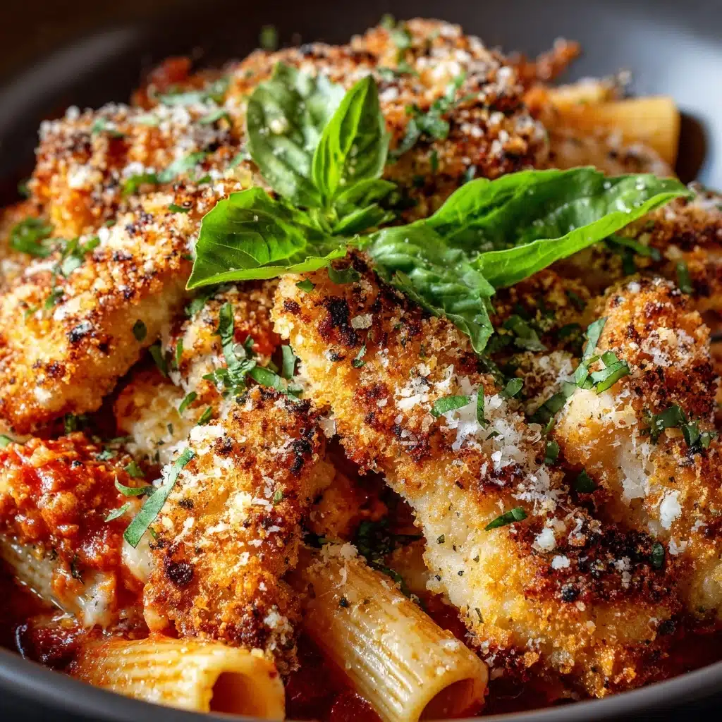 Chicken Parmesan Casserole Baked with Penne Pasta Recipe - Recipe Image
