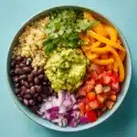 Black Bean & Quinoa Bowl with Guacamole and Veggies Recipe