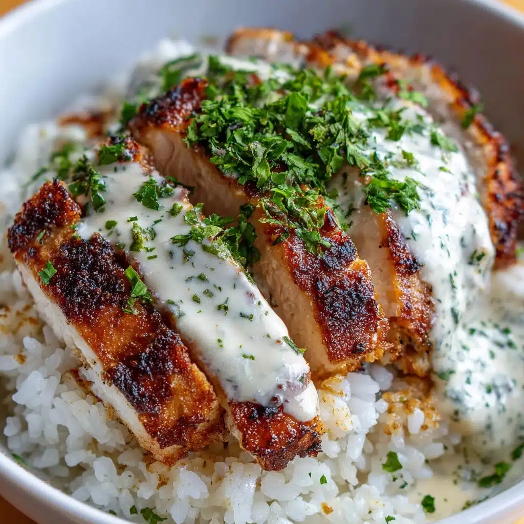 Chicken & Rice Bowls with Creamy Garlic Sauce Recipe - Recipe Image