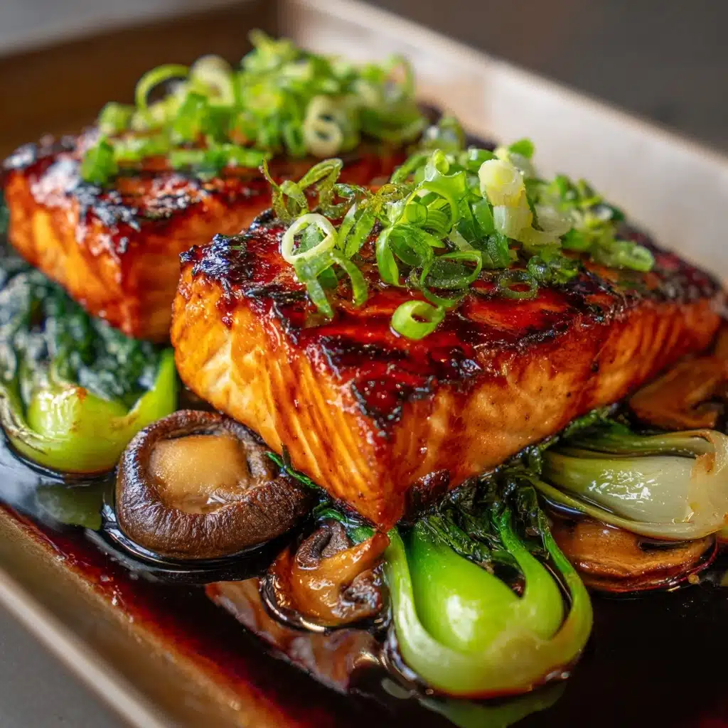 Miso Glazed Black Cod on Baby Bok Choy and Shiitake Mushrooms Recipe - Recipe Image