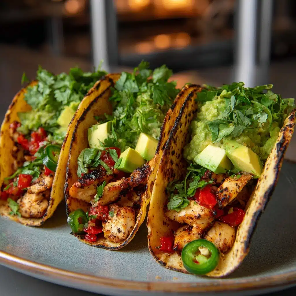 Poblano Chicken Tacos with Avocado-Jalapeño Salsa Recipe - Recipe Image