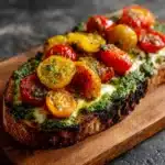 Open-Face Pesto (Cheddar and Tomato Baguette Sandwich) Recipe
