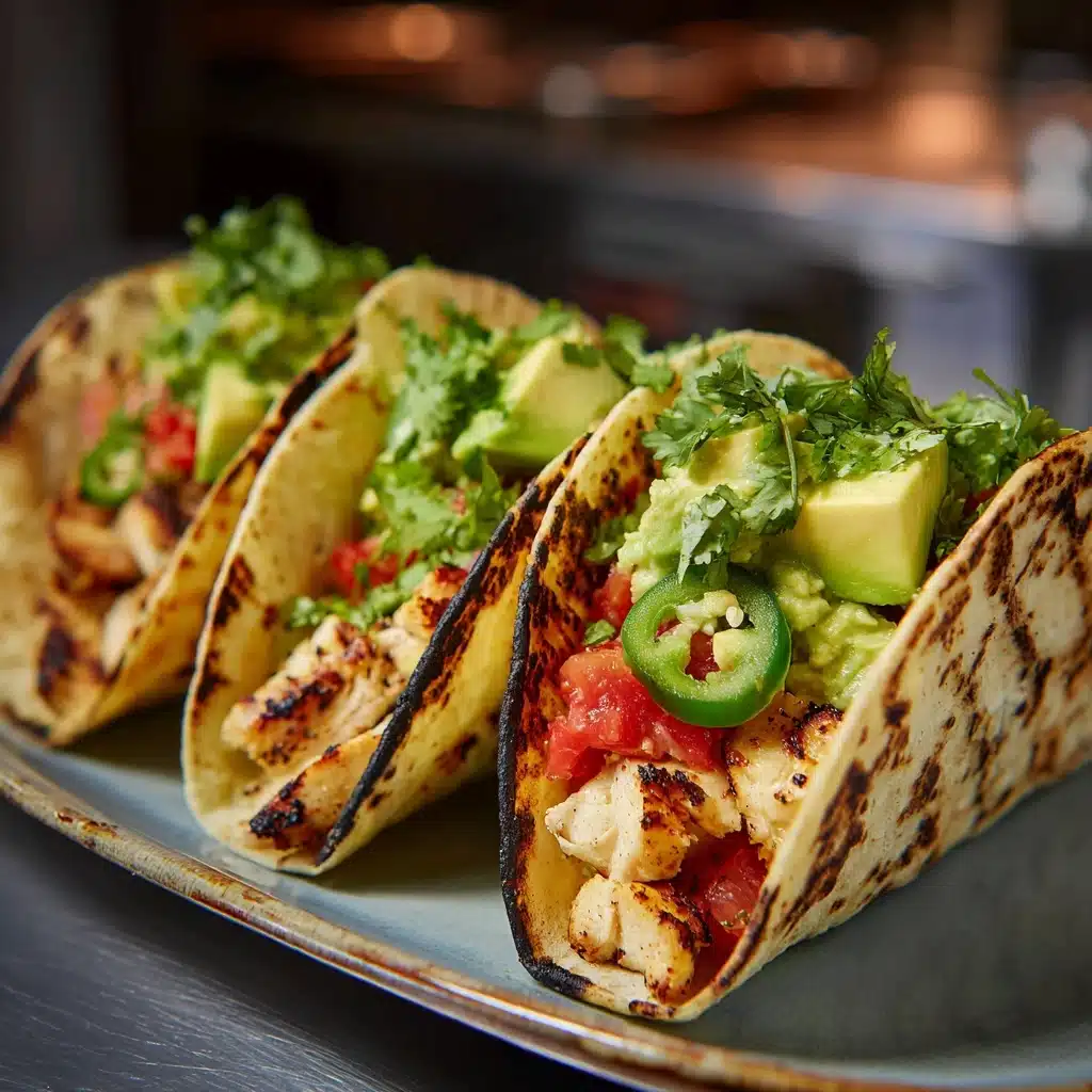 Poblano Chicken Tacos with Avocado-Jalapeño Salsa Recipe