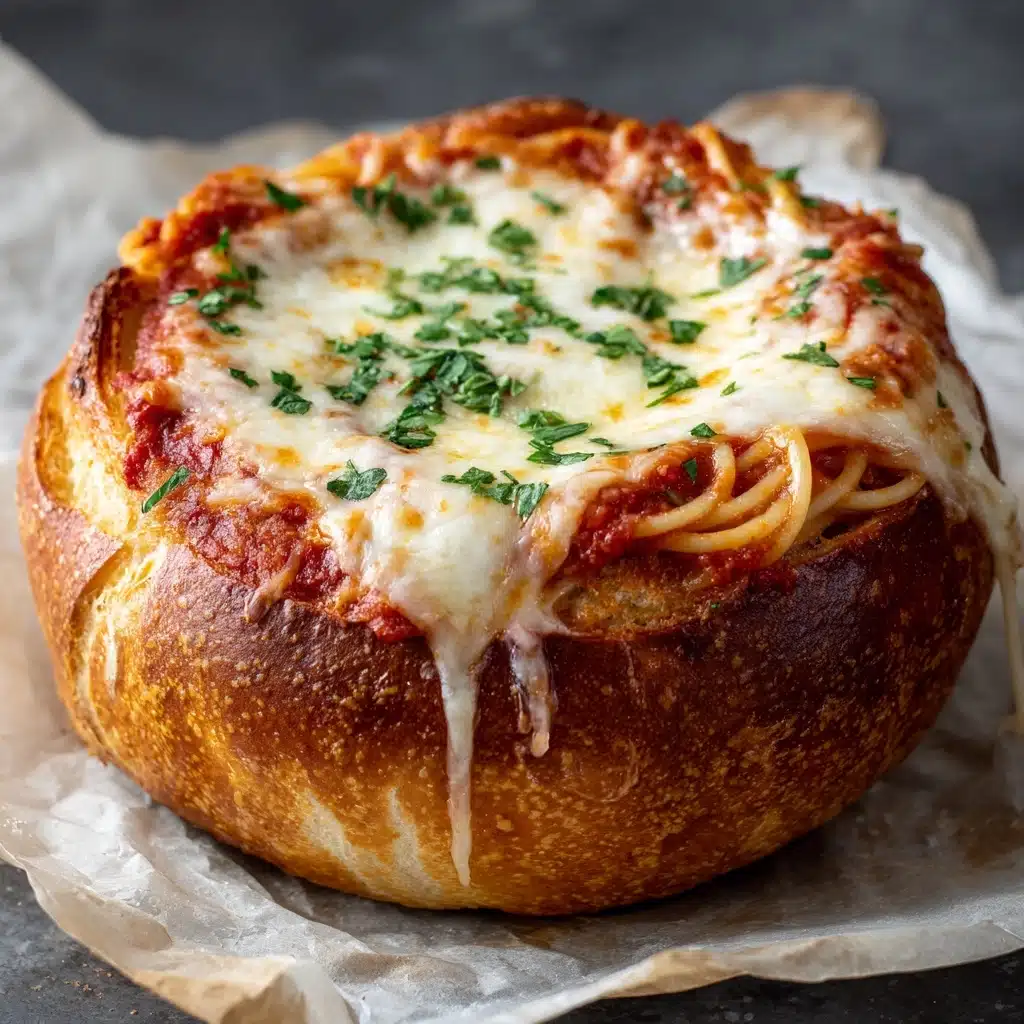 Spaghetti Garlic Bread Bowls Recipe