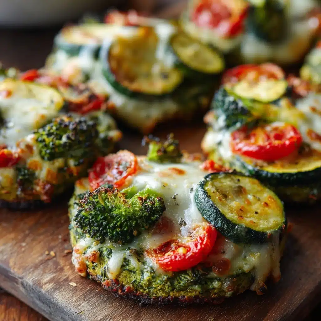 Mini Veggie Pizzas with Broccoli Crust Recipe - Recipe Image