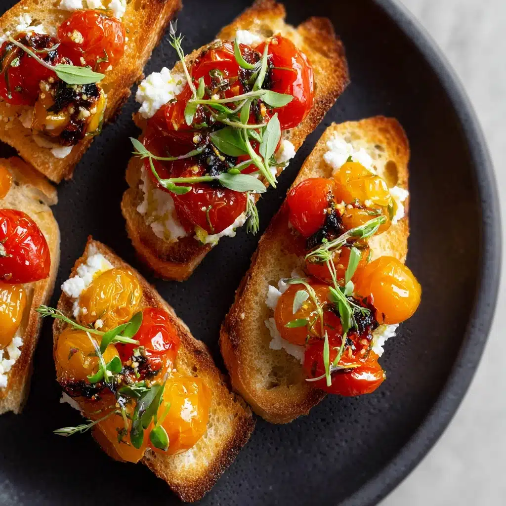 Roasted Tomato and Garlic Bruschetta Bites Recipe - Recipe Image