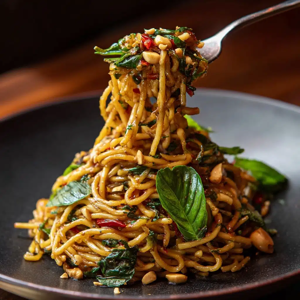 Rainbow Vegetarian Pad Thai with Peanuts and Basil Recipe - Recipe Image