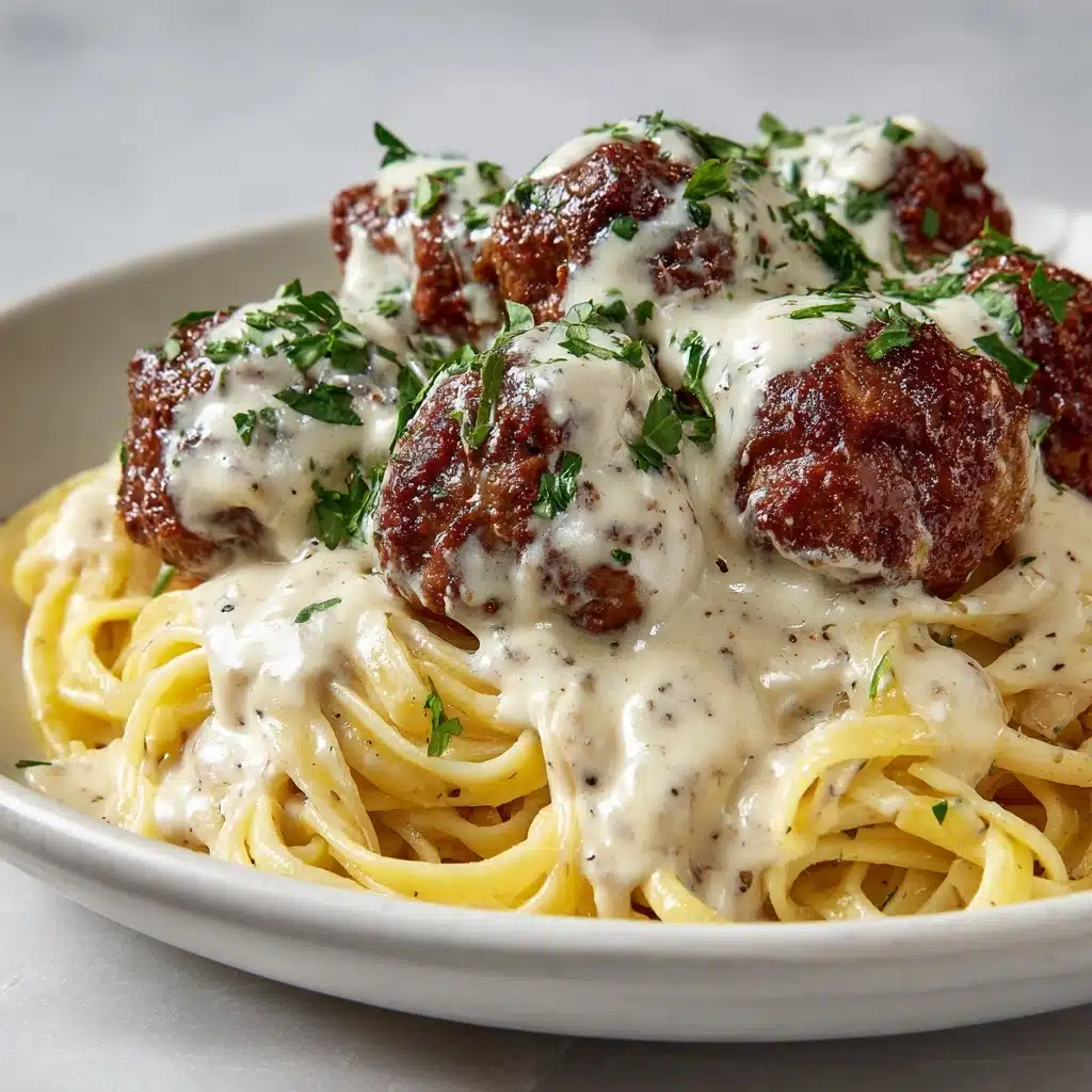 Garlic Butter Chicken Balls with Creamy Parmesan Pasta Recipe - Recipe Image