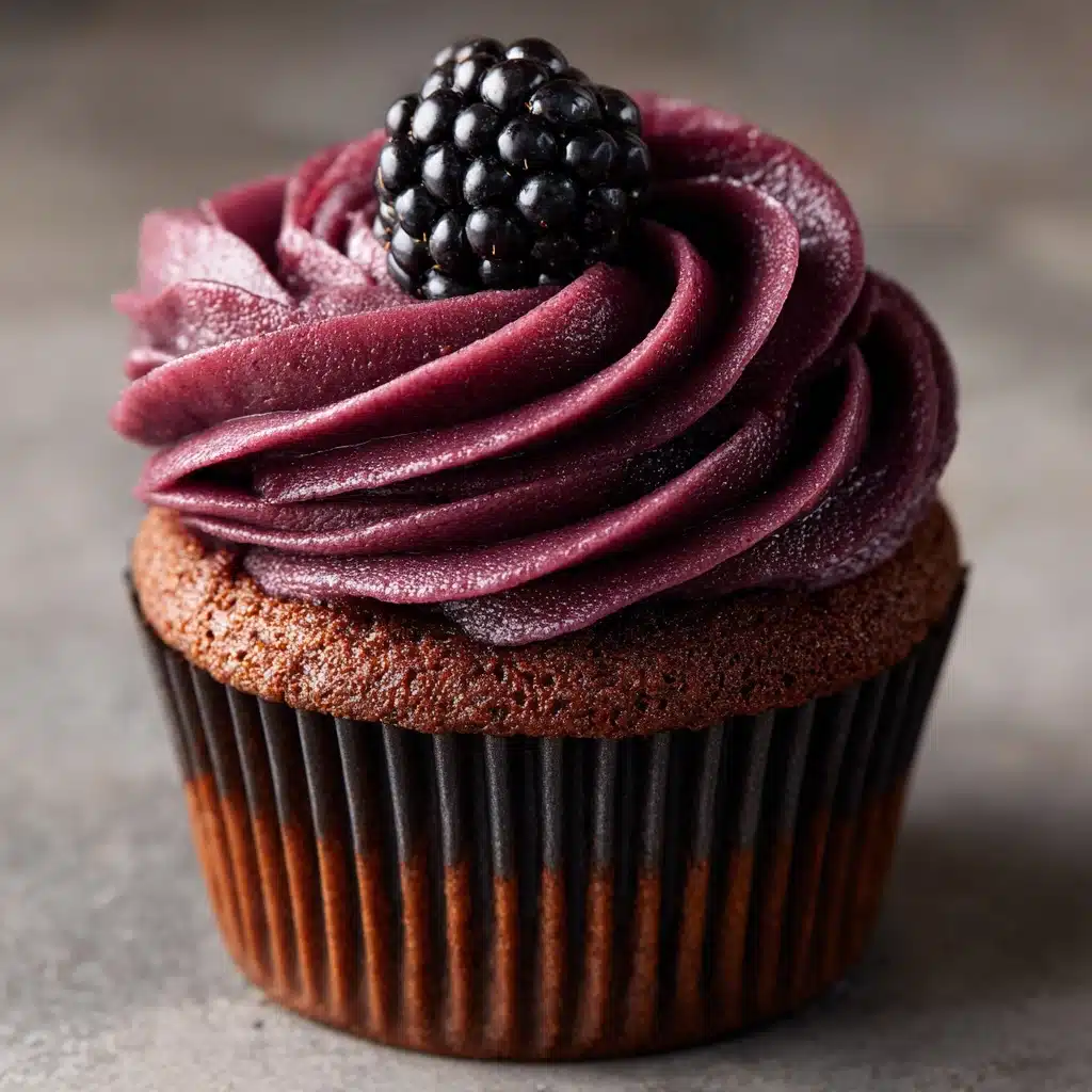 Dark Chocolate Blackberry Cupcakes Recipe - Recipe Image