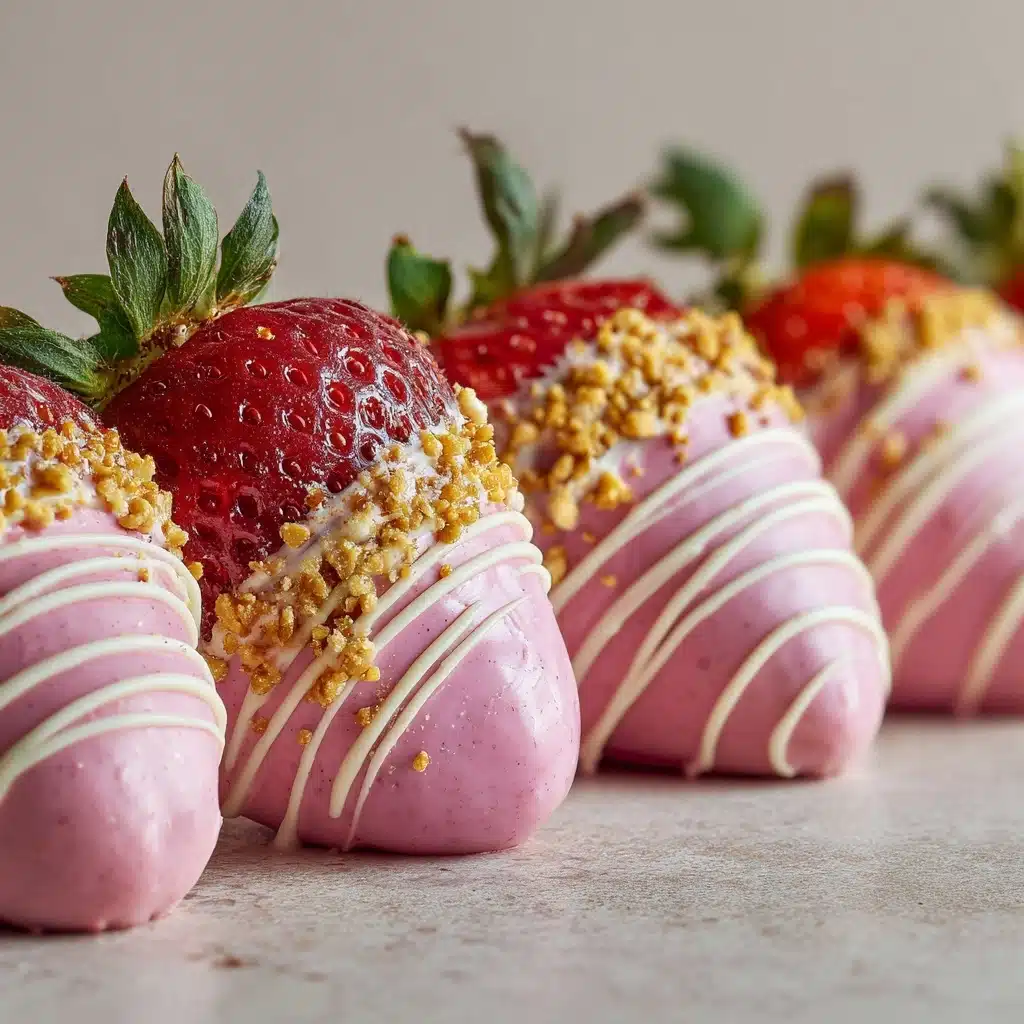 Pink Chocolate Strawberries with White Chocolate Drizzle Recipe - Recipe Image