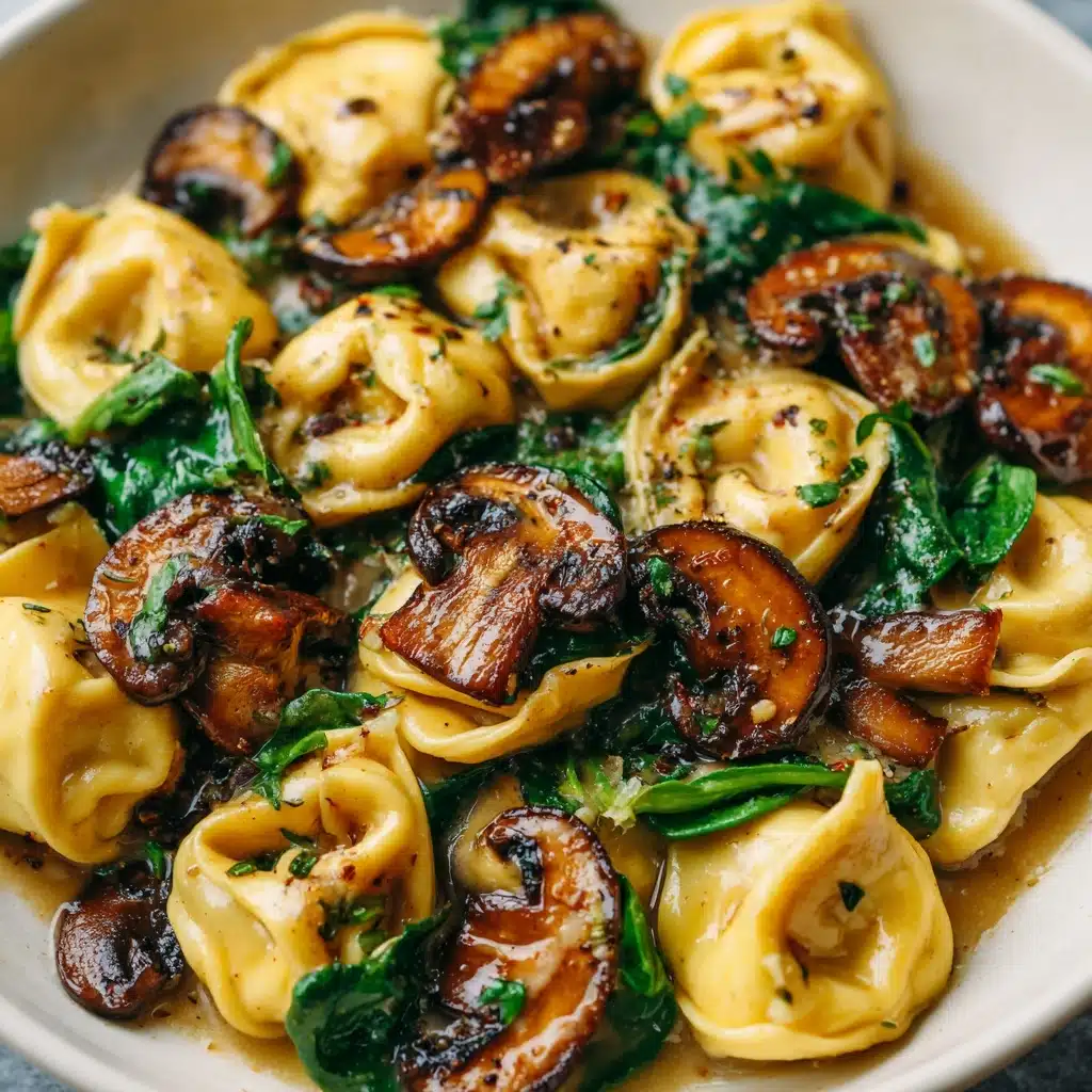 Creamy Spinach Mushroom Tortellini with Caramelized Onions Recipe - Recipe Image