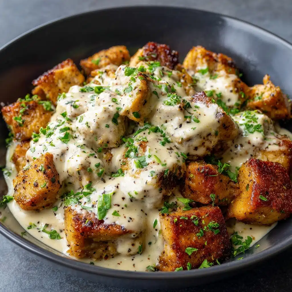 Air Fryer Salmon Bites with Garlic Cream Sauce Recipe - Recipe Image