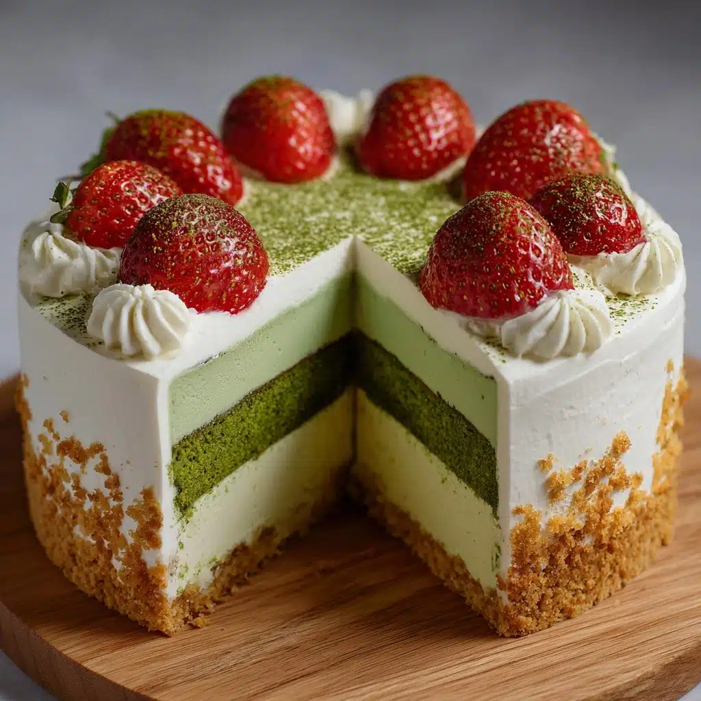 Strawberry Matcha Tres Leches Cake Recipe - Recipe Image