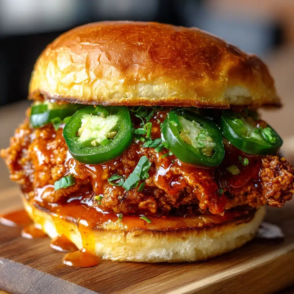 Crispy Fried Chicken Sandwich with Hot Honey and Jalapeños Recipe - Recipe Image