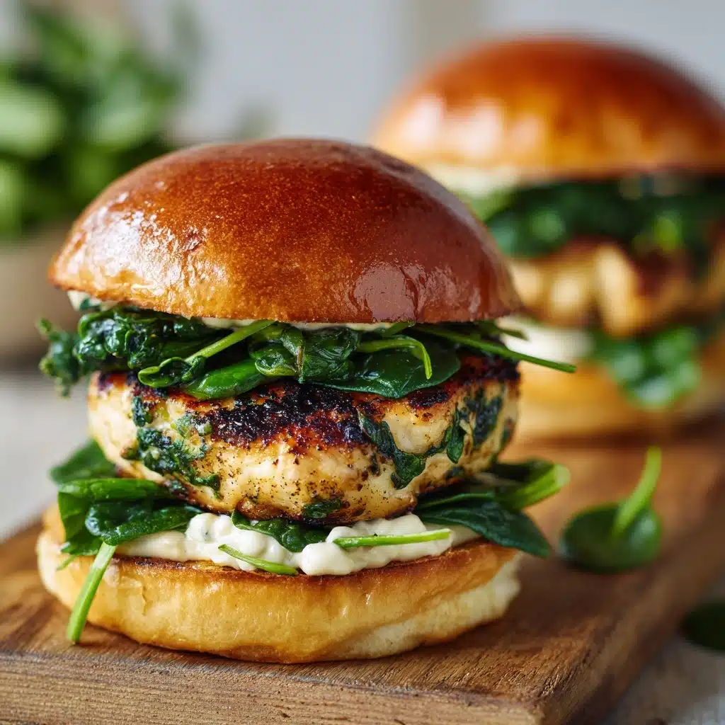 White Cheddar Spinach Chicken Burgers Recipe - Recipe Image