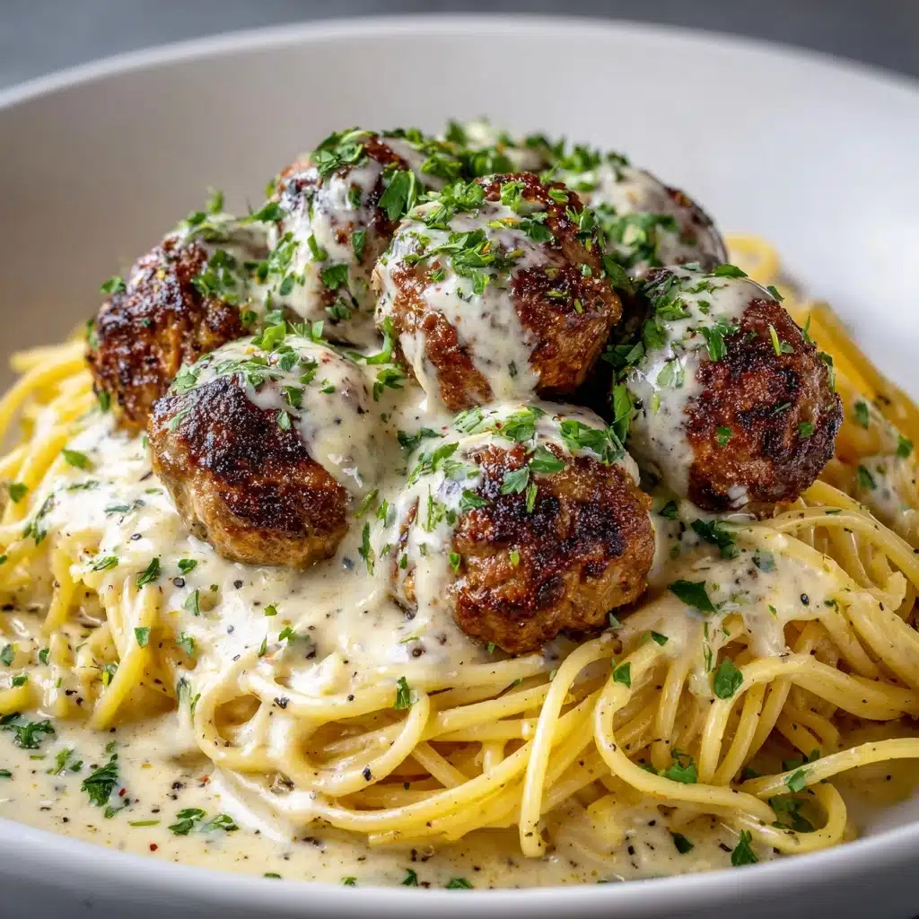 Garlic Butter Chicken Balls with Creamy Parmesan Pasta Recipe