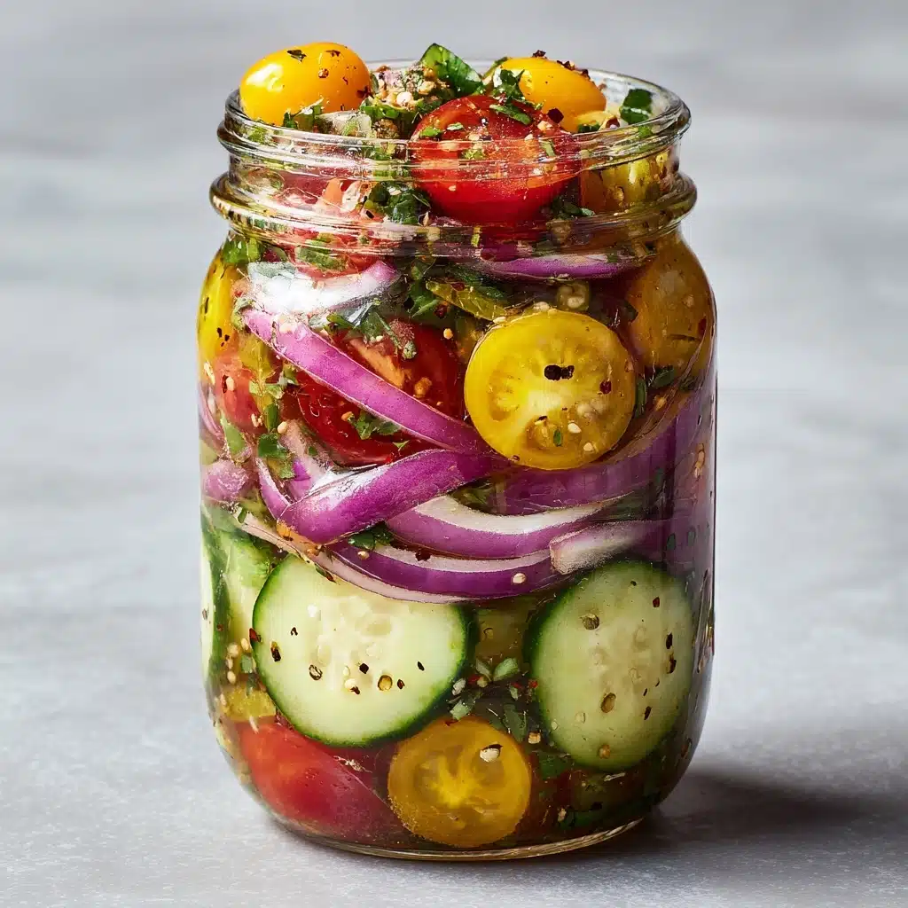 Pickled Cherry Tomatoes, Red Onions, and Cucumbers Recipe - Recipe Image
