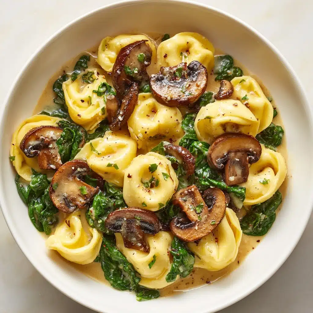 Creamy Spinach Mushroom Tortellini with Caramelized Onions Recipe
