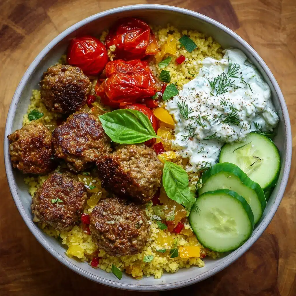Mediterranean Bowl with Ground Turkey Meatballs Recipe - Recipe Image