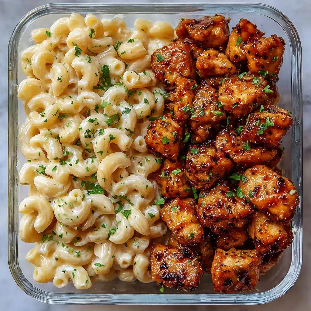 High Protein Honey Garlic Butter Chicken with Mac & Cheese Recipe - Recipe Image