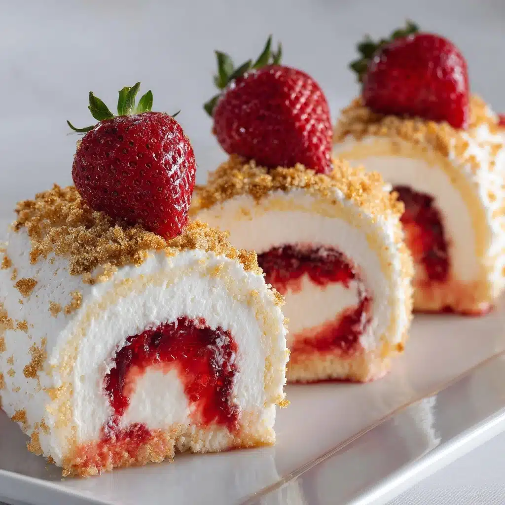 Strawberry Shortcake Cheesecake Dessert Sushi Rolls Recipe - Recipe Image