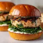 White Cheddar Spinach Chicken Burgers Recipe