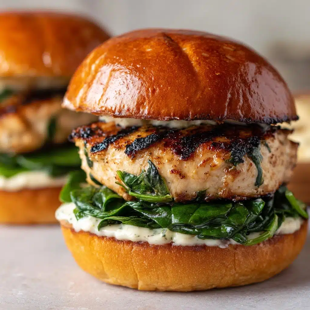 White Cheddar Spinach Chicken Burgers Recipe
