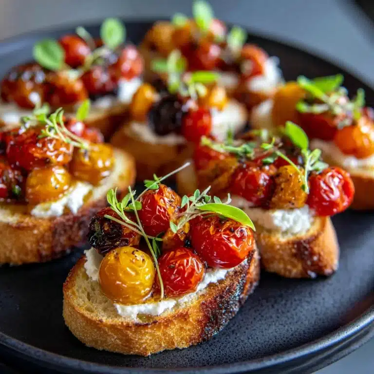 Roasted Tomato and Garlic Bruschetta Bites Recipe