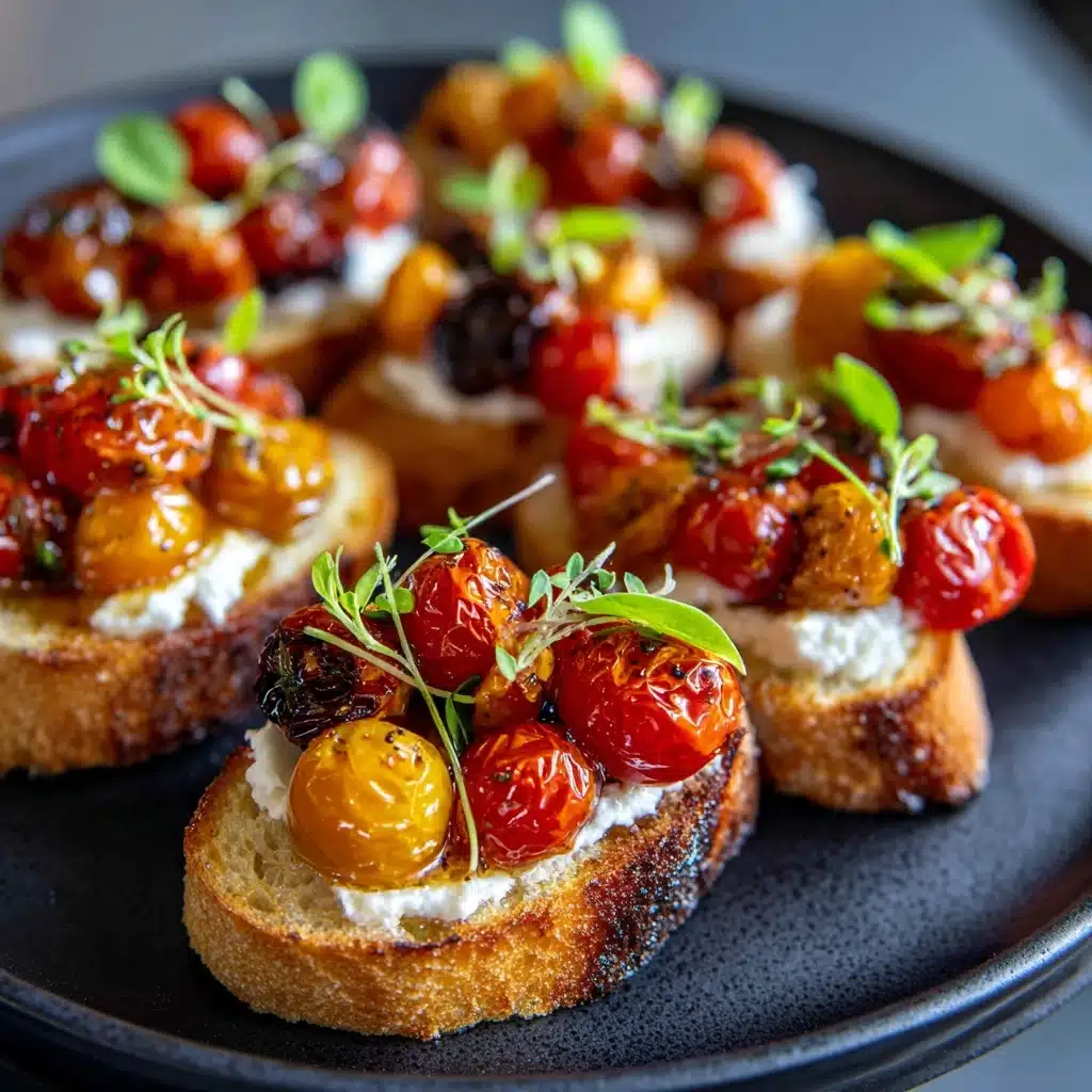Roasted Tomato and Garlic Bruschetta Bites Recipe