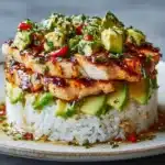Honey Lime Chicken & Avocado Rice Stack Recipe