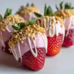 Pink Chocolate Strawberries with White Chocolate Drizzle Recipe