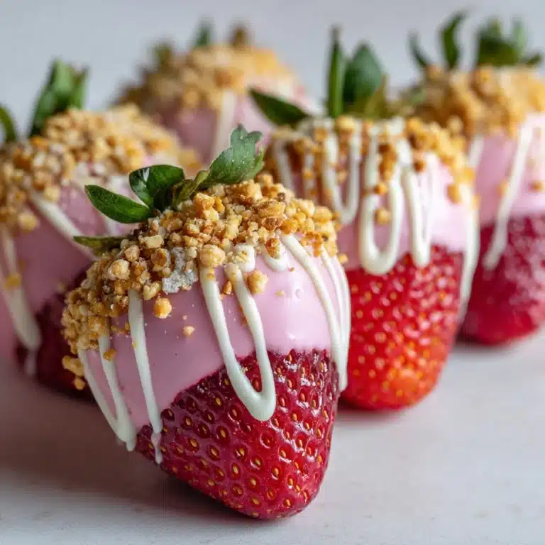 Pink Chocolate Strawberries with White Chocolate Drizzle Recipe