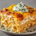 Cheesy Buffalo Chicken Lasagna with Ranch Drizzle Recipe