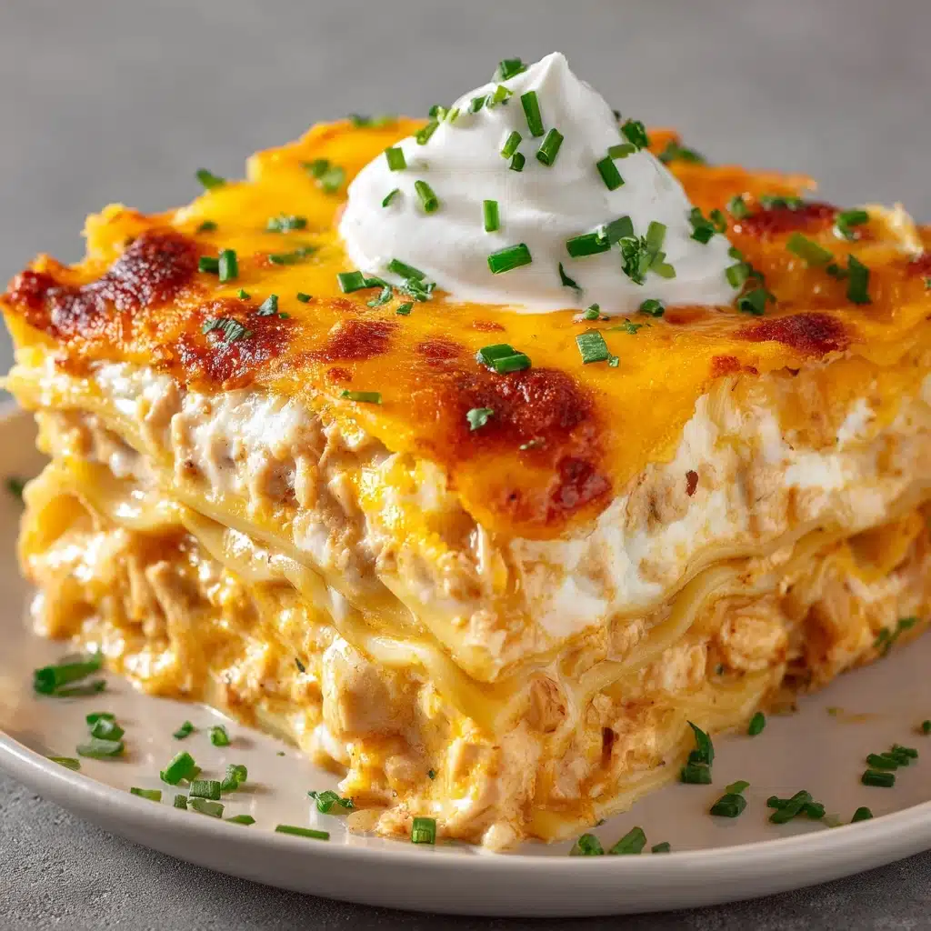 Cheesy Buffalo Chicken Lasagna with Ranch Drizzle Recipe
