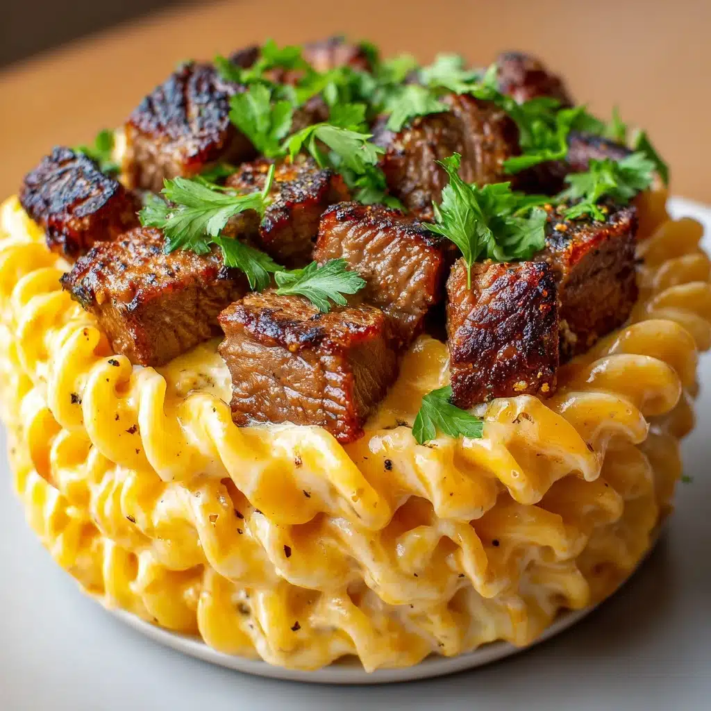 Cheesy Steak Bites and Rotini Pasta Recipe
