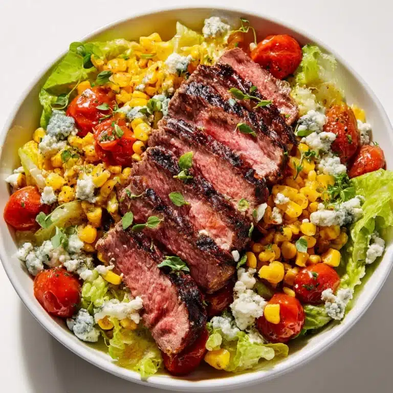 Balsamic Steak Gorgonzola Salad with Grilled Corn Recipe