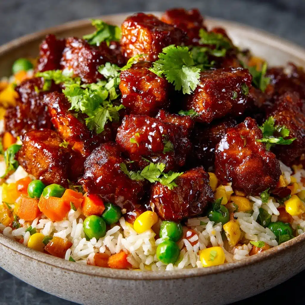 Crispy Saucy Chicken with Vegetable Fried Rice Recipe - Recipe Image