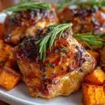 Honey Garlic Chicken with Sweet Potatoes and Green Beans Recipe