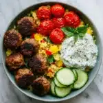 Mediterranean Bowl with Ground Turkey Meatballs Recipe