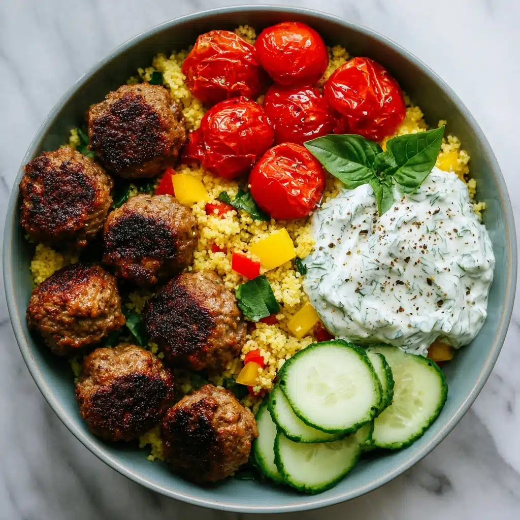 Mediterranean Bowl with Ground Turkey Meatballs Recipe - Recipe Image