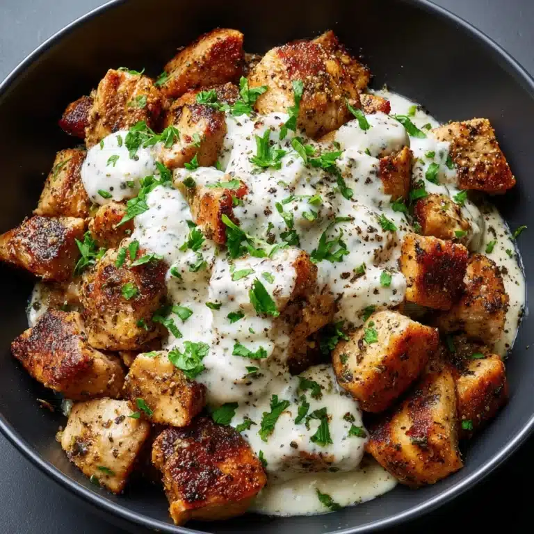 Air Fryer Salmon Bites with Garlic Cream Sauce Recipe
