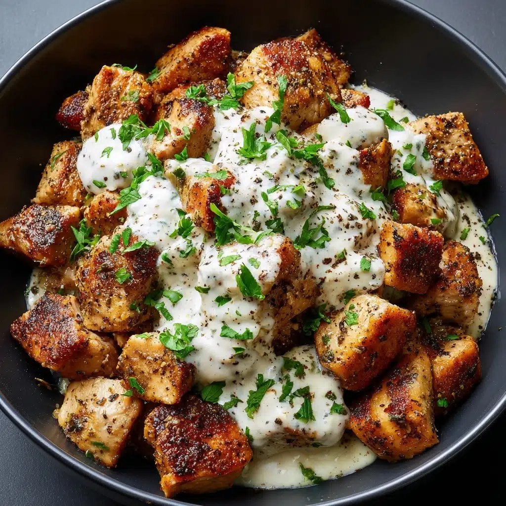 Air Fryer Salmon Bites with Garlic Cream Sauce Recipe - Recipe Image