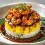 Teriyaki Shrimp and Pineapple Rice Stack Recipe