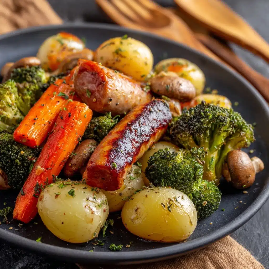 One Pan Baked Italian Sausage and Veggies Recipe - Recipe Image