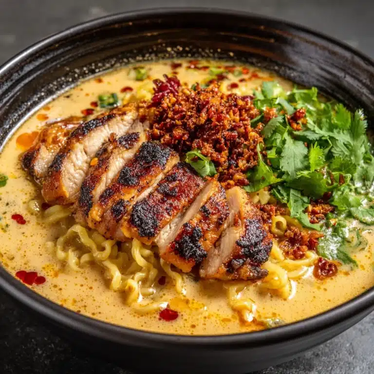 Fiery Chicken Ramen with Creamy Garlic Sauce Recipe